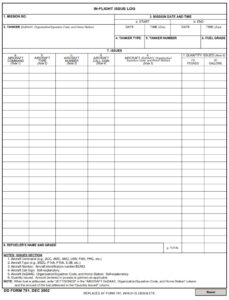 DD Form 791 – DoD In-Flight Issue Log - DD Forms