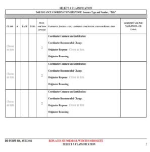 DD Form 818 – DoD Issuance Coordination Response - DD Forms