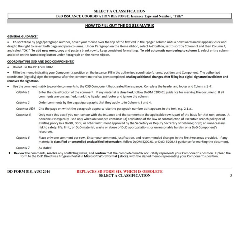 Dd form 818 dod issuance coordination response dd forms