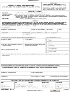 DD Form 827 – Application For Arrears in Pay - DD Forms