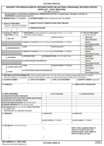 DD Form 877-1 – Request for Medical/Dental Records from the National ...