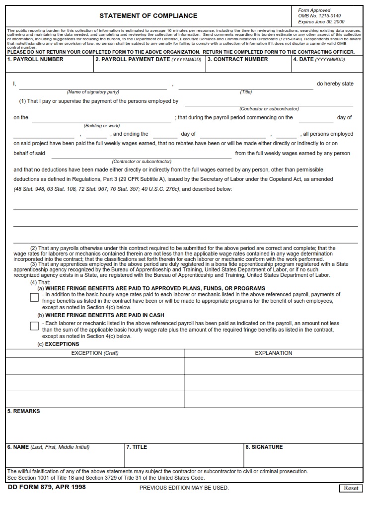 DD Form 879