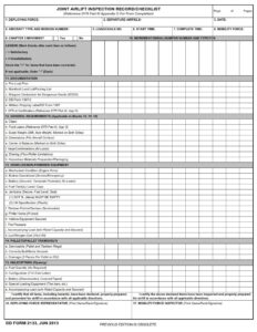 DD Form 2133 – Joint Airlift Inspection Record/Checklist - DD Forms