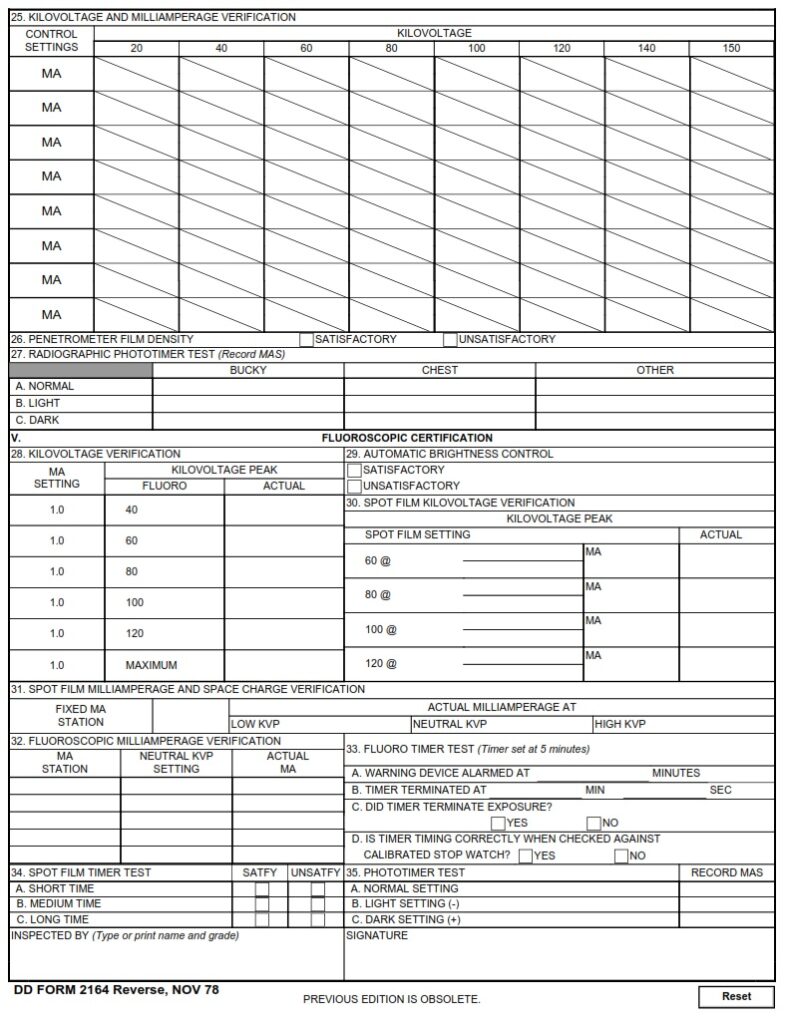 DD Form 2164 XRay Verification/Certification Worksheet DD Forms