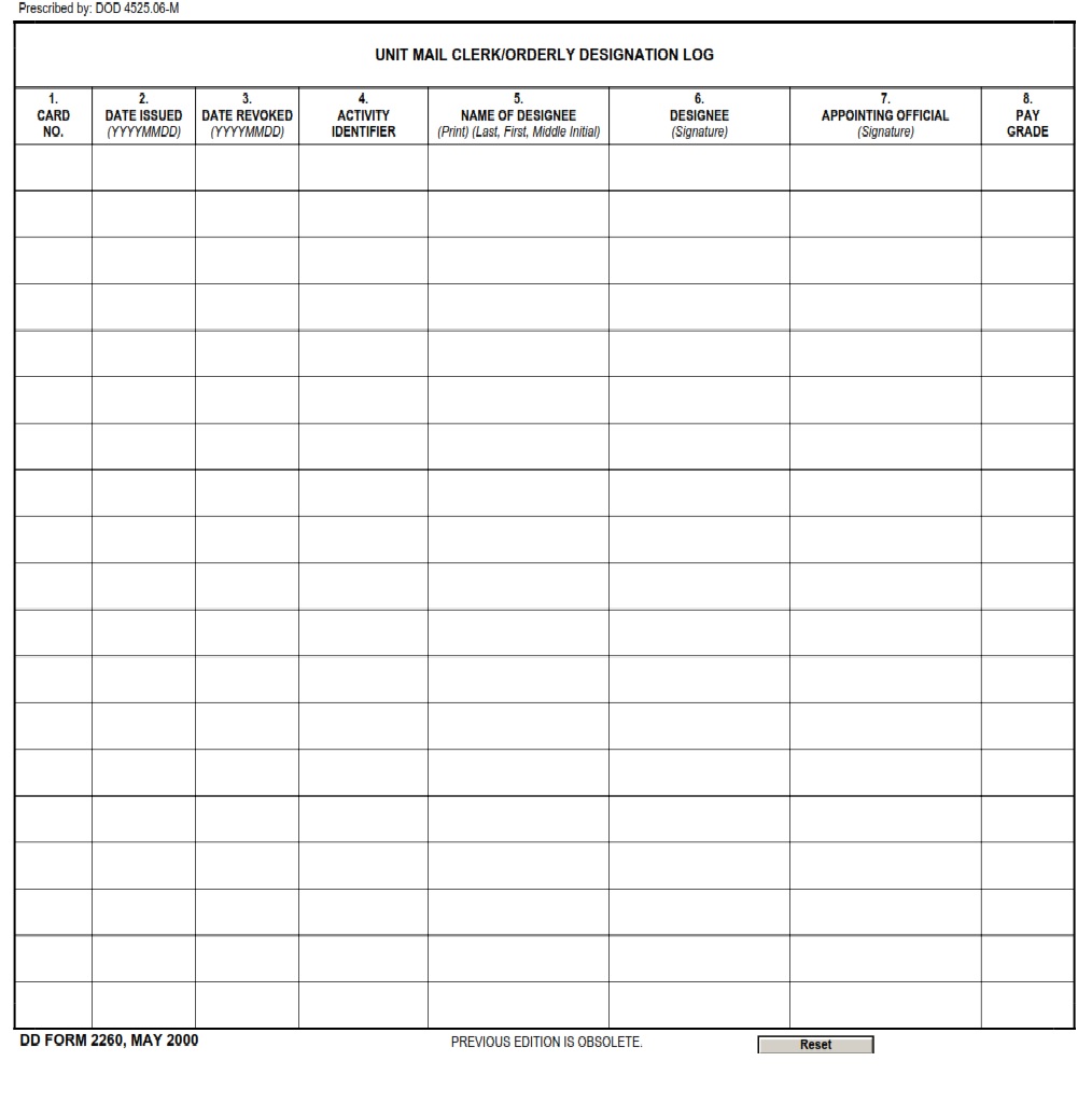 DD Form 2260