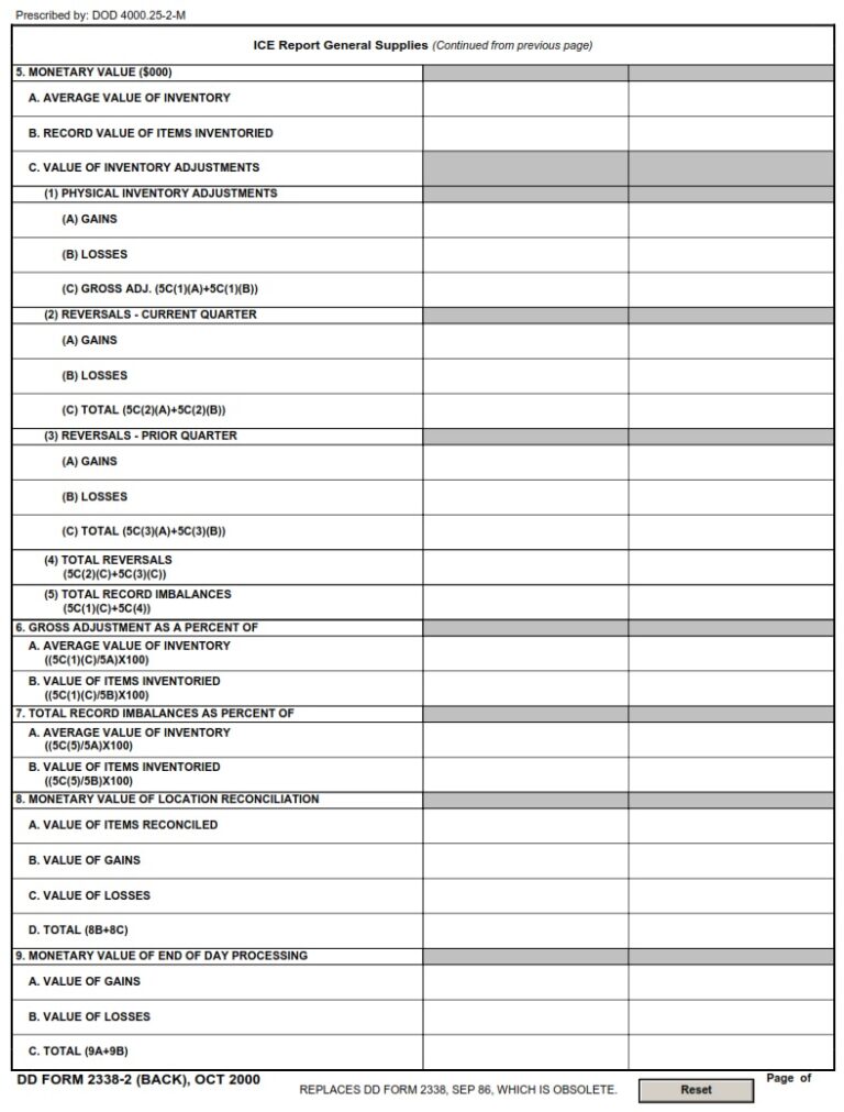 DD Form 2338-2 – Inventory Control Effectiveness (ICE) Report General ...