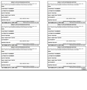 DD Form 2477-2 – Shelf-Life Extension Notice (5″ X 3″) - DD Forms