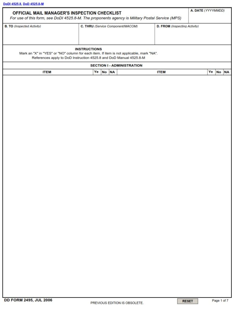 DD Form 2495 Official Mail Manager s Inspection Checklist DD Forms dd-form-2495-official-mail-manager-s-inspection-checklist-dd-forms