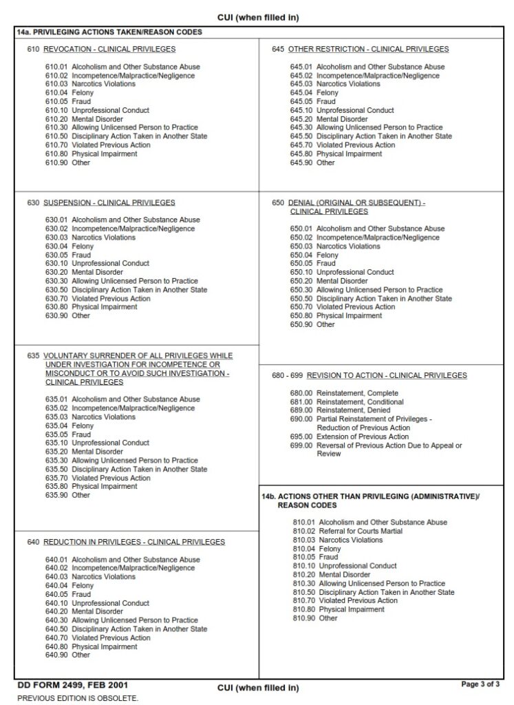 DD Form 2499 – Health Care Provider Action Report - DD Forms