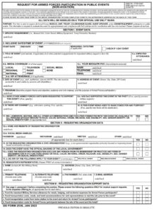 DD Form 2536 – Request for Armed Forces Participation in Public Events ...