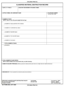 DD Form 2843 – Classified Material Destruction Record - DD Forms