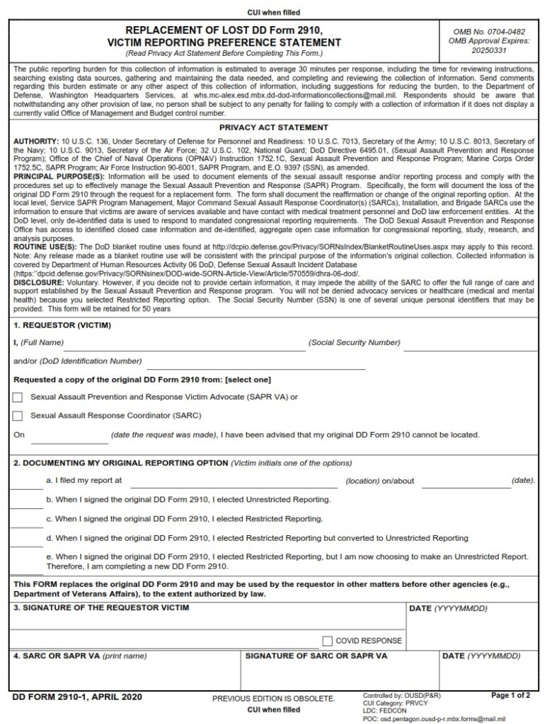 dd-form-2910-1-replacement-of-lost-dd-form-2910-victim-reporting