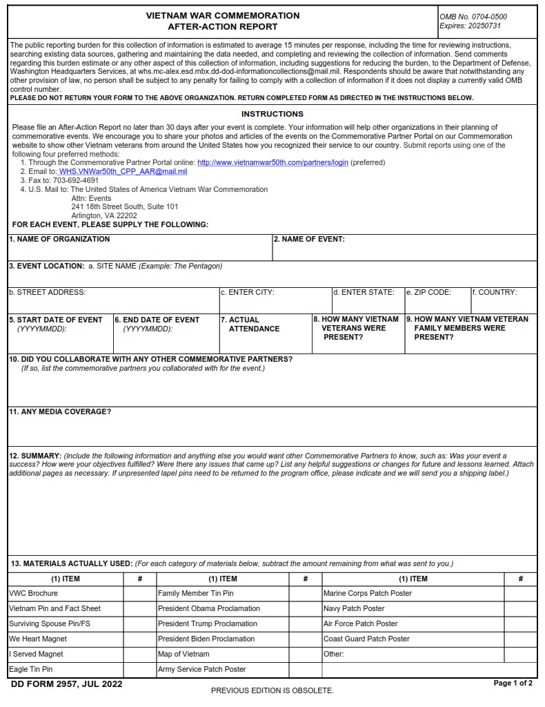 DD Form 2957