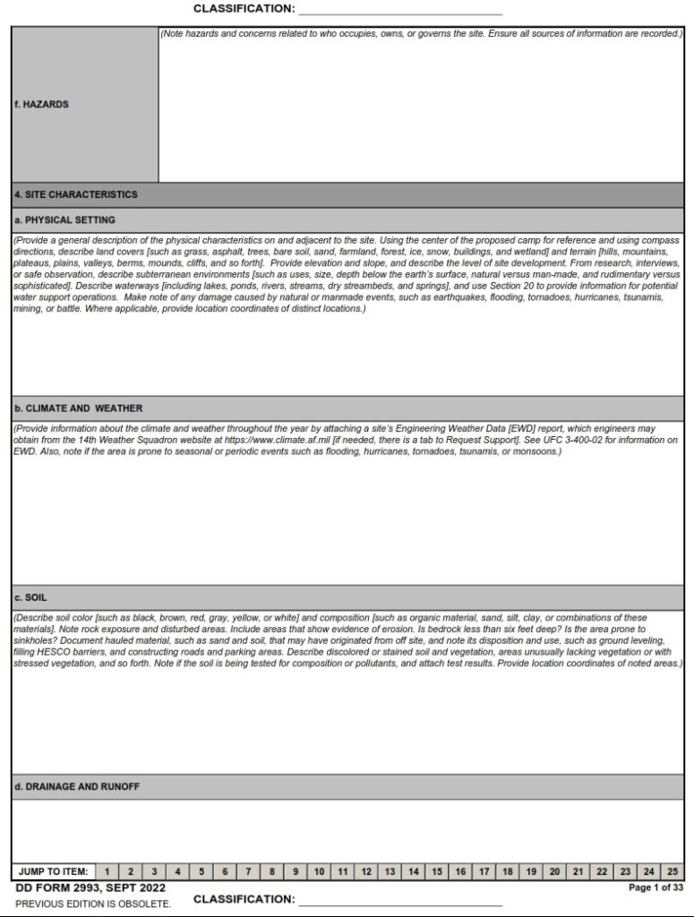 DD Form 2993 Environmental Baseline Survey EBS Checklist DD Forms