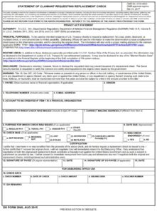 DD Form 2660 – Statement of Claimant Requesting Recertified Check - DD ...