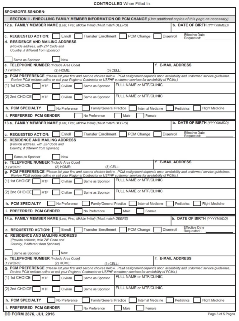 DD Form 2876 TRICARE Prime Enrollment Disenrollment And Primary Care dd-form-2876-tricare-prime-enrollment-disenrollment-and-primary-care