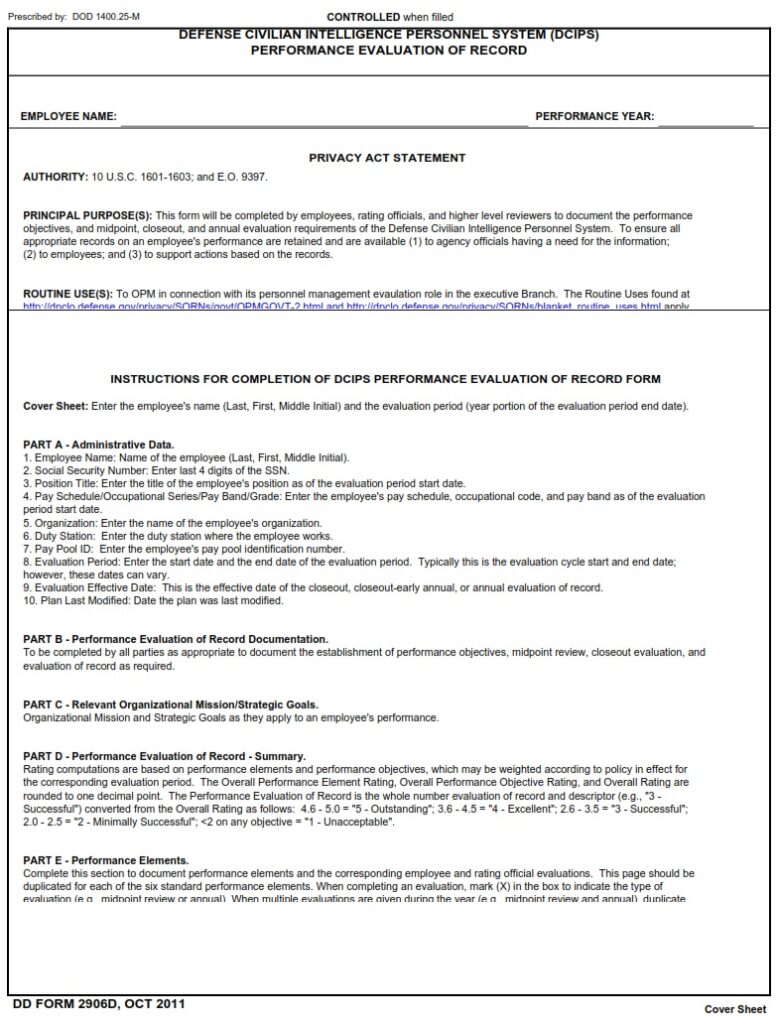 DD Form 2906D – Defense Civilian Intelligence Personnel System (DCIPS ...