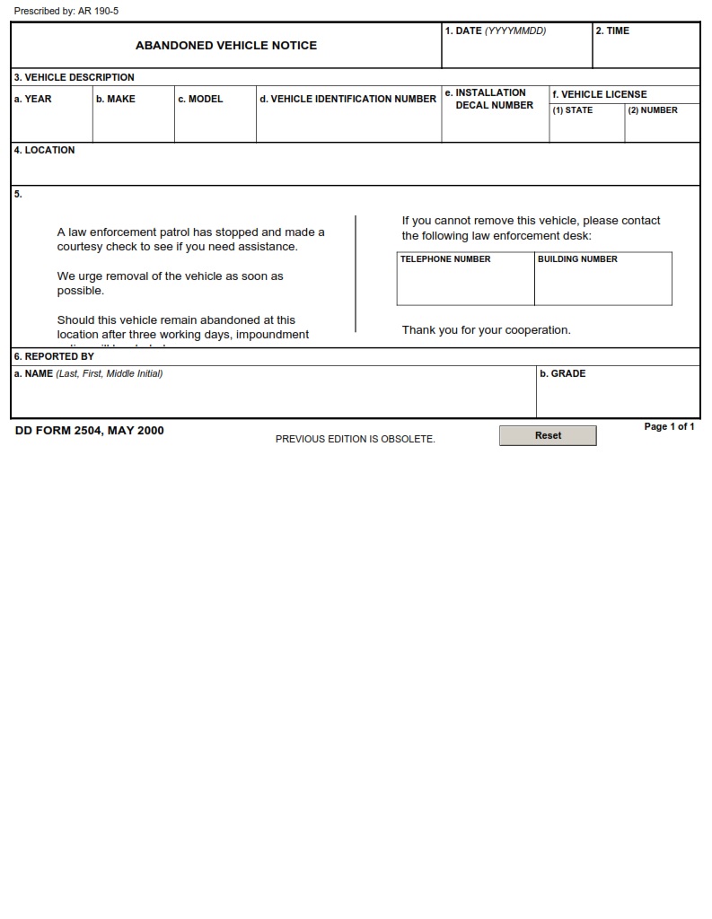 DD Form 2504