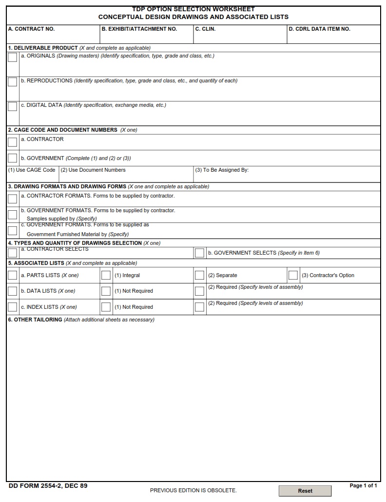 DD Form 2554 2 Conceptual Design Drawings And Associated Lists DD Forms