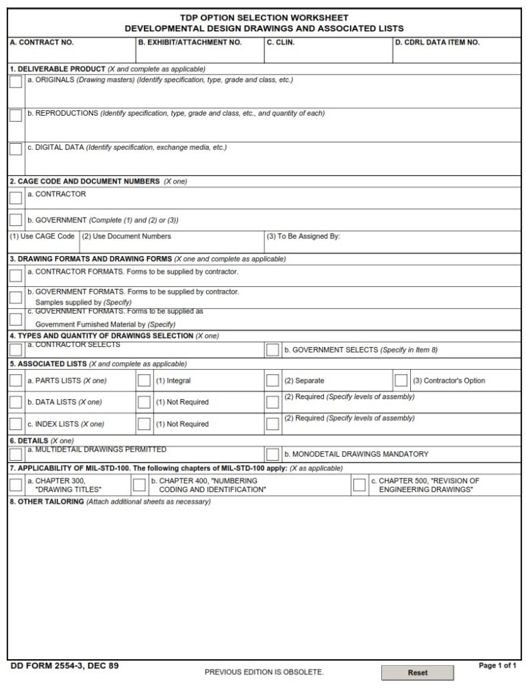 DD Form 2554-3 – Developmental Design Drawings and Associated Lists ...