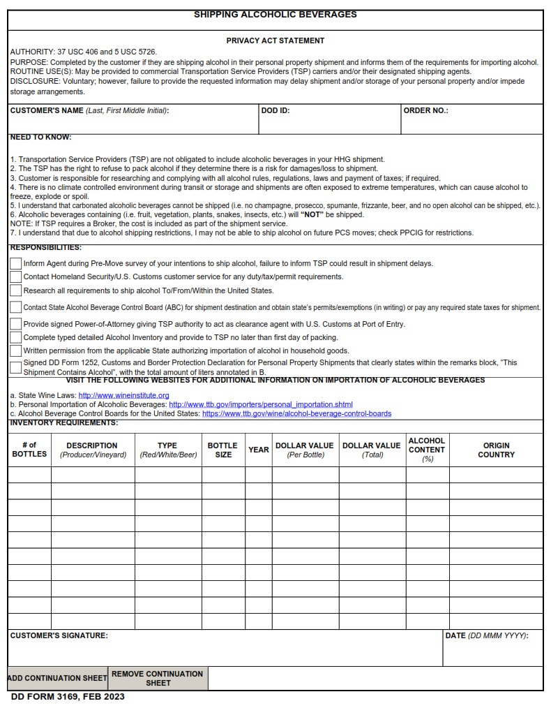 DD Form 3169