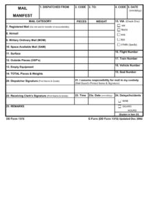 Form 1237 DD Form 1372 – Mail Manifest - DD Forms