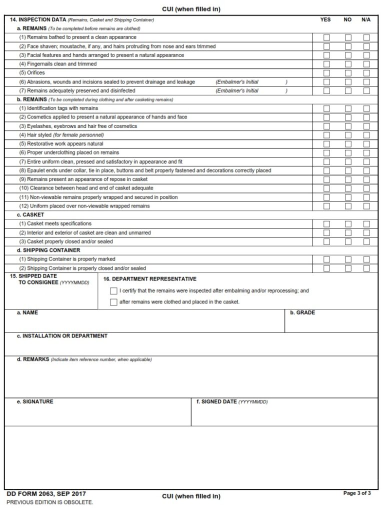 DD Form 2062 – Record of Preparation and Disposition of Remains ...