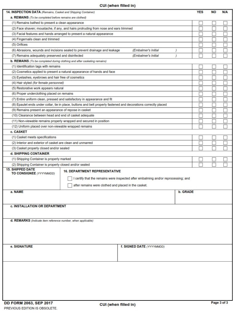 DD Form 2062 – Record of Preparation and Disposition of Remains ...