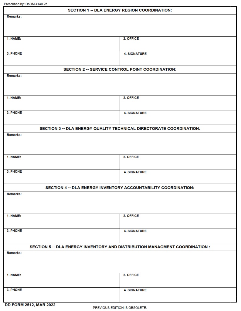 DD Form 2512 Bulk Fuel Stock Rotation Plan DD Forms