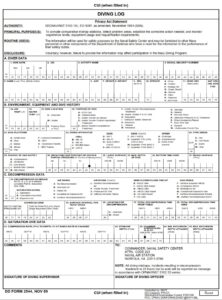 DD Form 2544 – Diving Log - DD Forms