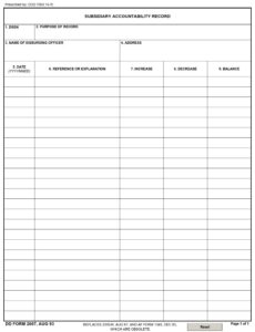 DD Form 2667 – Subsidiary Accountability Record - DD Forms