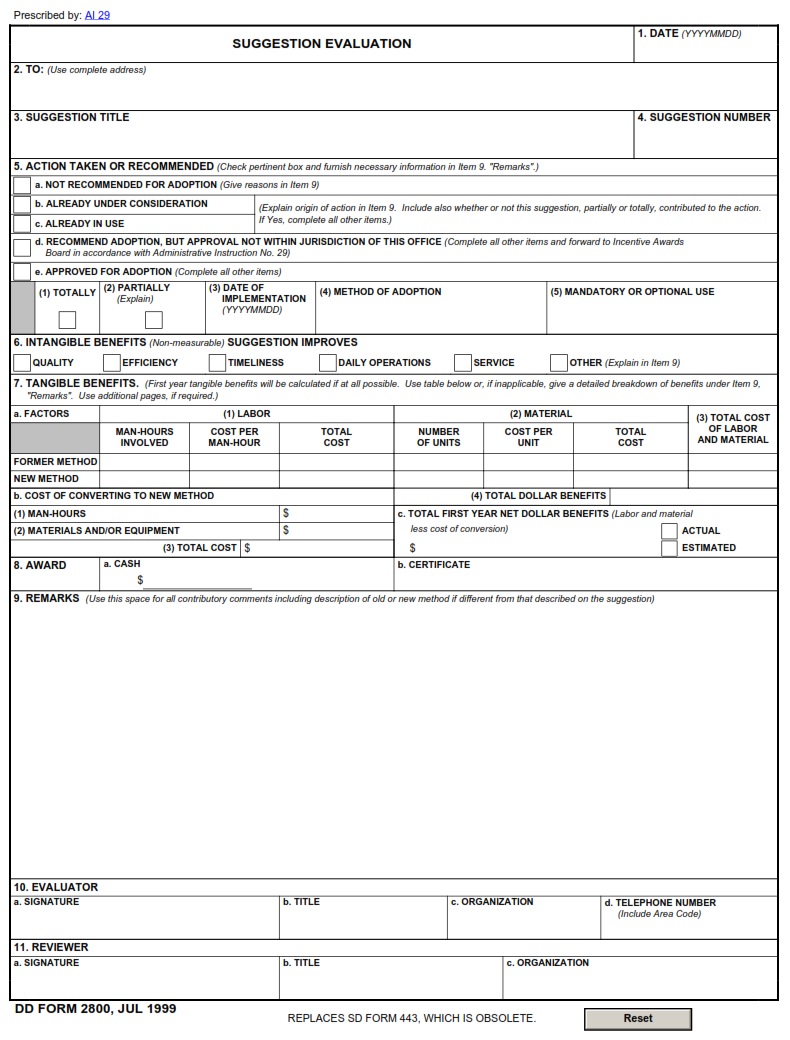 DD Form 2800