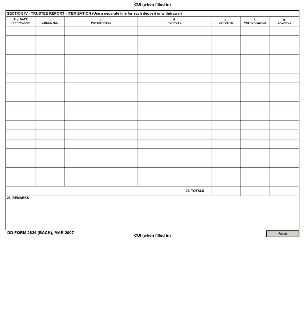 DD Form 2826 Trustee Report DD Forms