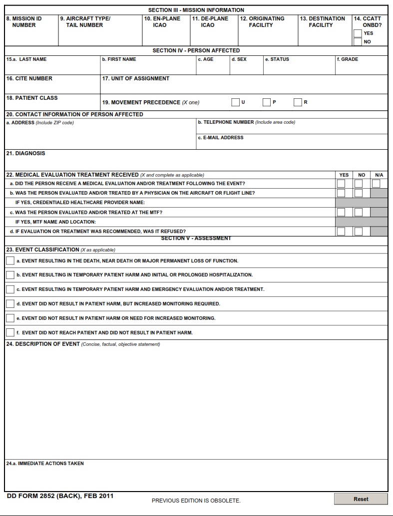 DD Form 2852 - Page 2