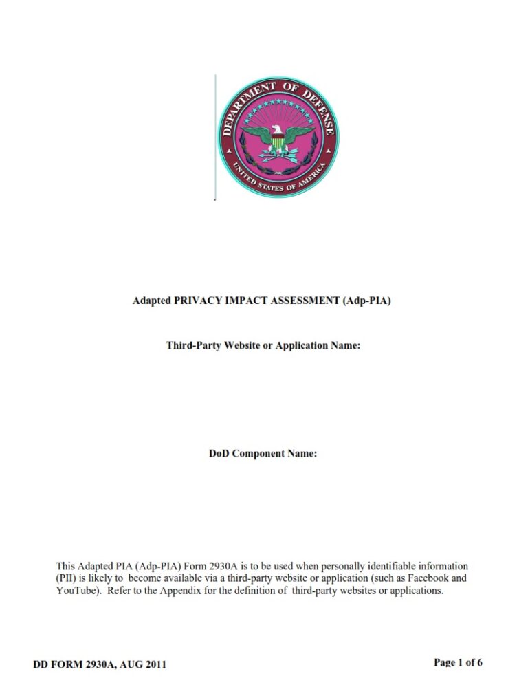 dd-form-2930a-adapted-privacy-impact-assessment-pia-dd-forms for Dd Form 2930 Instructions DD Form 2930A Adapted Privacy Impact Assessment PIA DD Forms for Dd Form 2930 Instructions