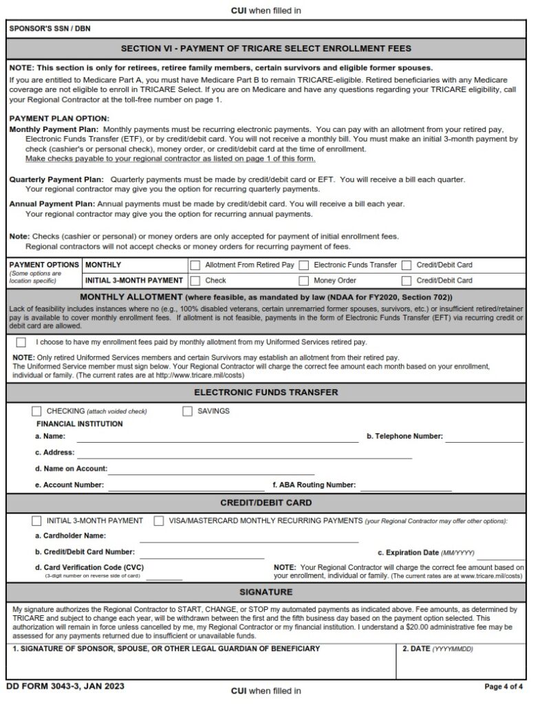 DD Form 3043-3 – TRICARE Select Enrollment, Disenrollment, and Change ...