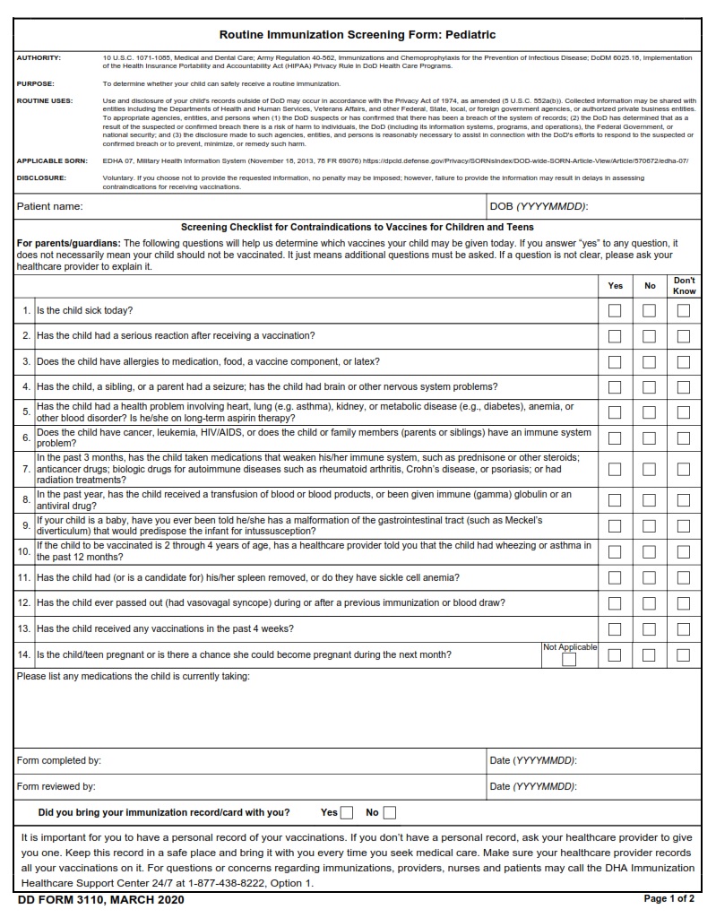 DD Form 3110