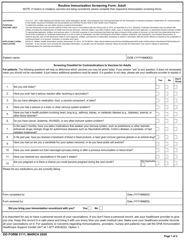 DD Form 3111