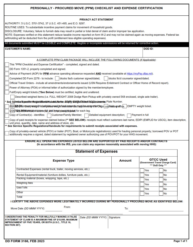 DD Form 3166