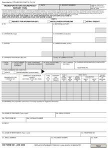 DD Form 361 – Transportation Discrepancy Report (TDR) - DD Forms