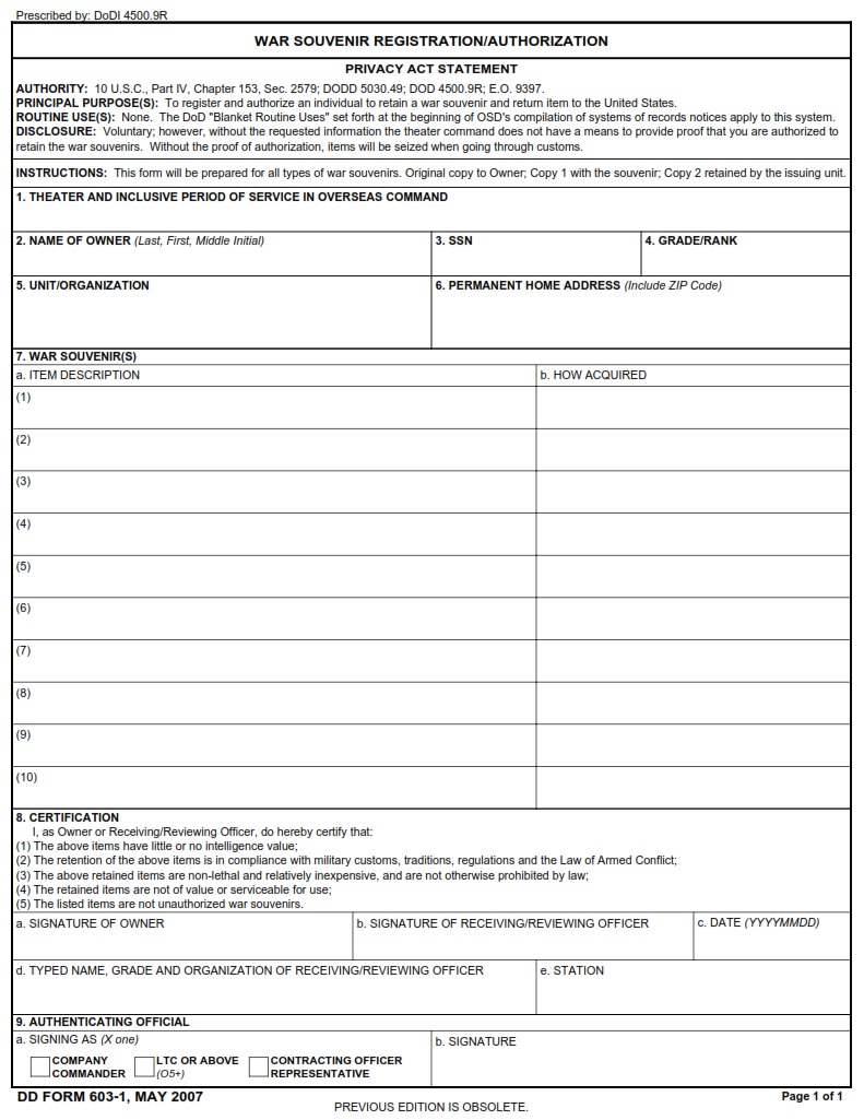 DD Form 603-1