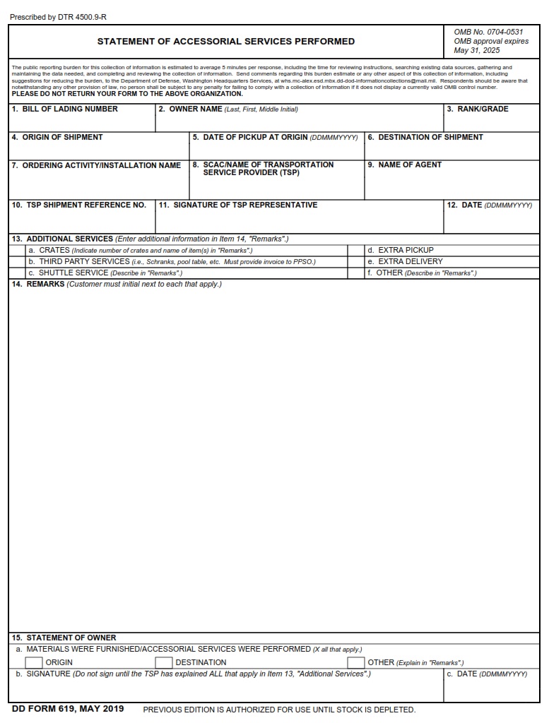 DD Form 619